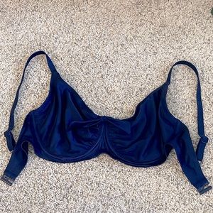 No padding - beautiful navy bikini top by Pour Moi. 32G. Worn once for a trip.